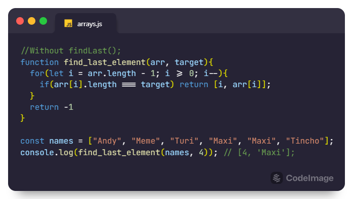 Alternative to using the findLast() method